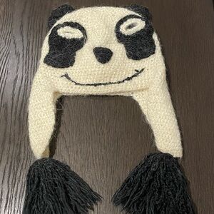 Aerika by Peruvian Trading Company Panda Knit Hat for Kids - Black and White